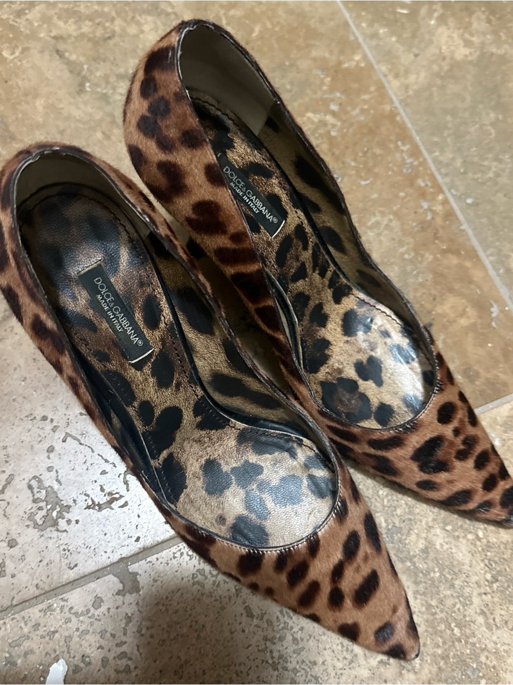Dolce & Gabbana Leopard Print Pointed Toe Pumps - Brown & Black